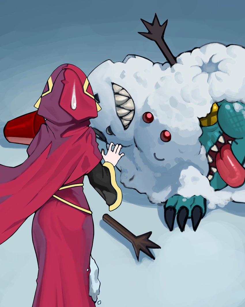 lo the prayers of the voiceless voice and snowman eater (yu-gi-oh!) drawn by ibr