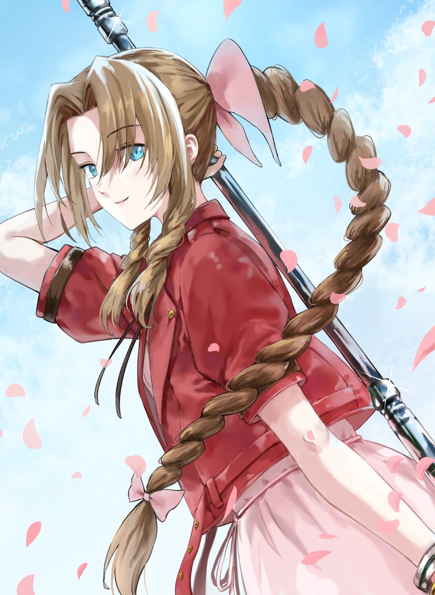 aerith gainsborough (final fantasy and 2 more) drawn by pageratta