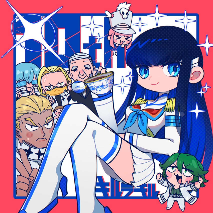 mankanshoku mako, jakuzure nonon, gamagoori ira, sanageyama uzu, inumuta houka, and 2 more (kill la kill) drawn by hatake_(hatanosuke)