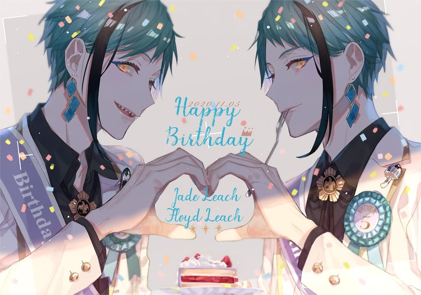 floyd leech and jade leech (twisted wonderland) drawn by chashibu