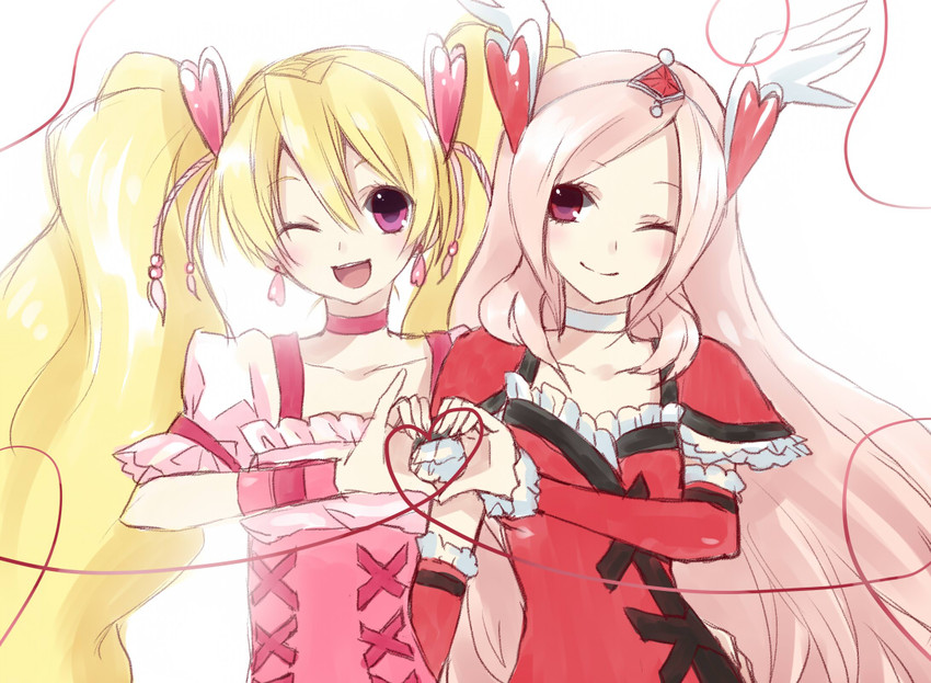 higashi setsuna, momozono love, cure peach, and cure passion (precure and 1 more) drawn by hijiki_(hijikini)