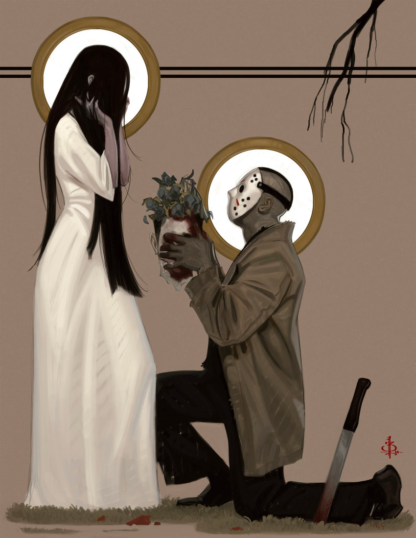 yamamura sadako and jason voorhees (the ring and 1 more) drawn by bryan_lee