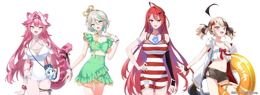 raora panthera, gigi murin, cecilia immergreen, and elizabeth rose bloodflame (hololive and 1 more) drawn by aneco_(westsea1227)