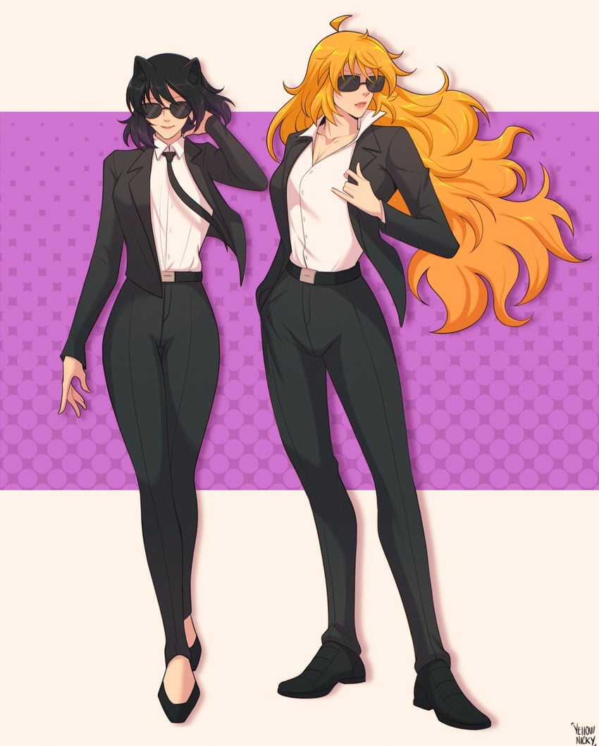 yang xiao long and blake belladonna (rwby) drawn by yellow_nicky