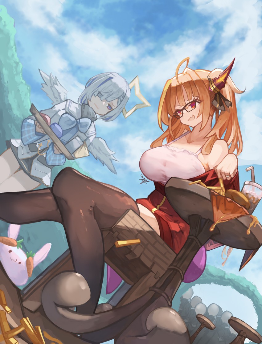 amane kanata, kiryu coco, and pekomon (hololive) drawn by kimura_gin