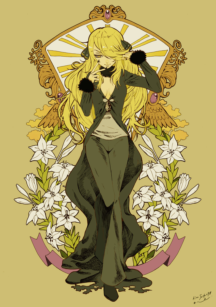 cynthia (pokemon and 1 more) drawn by sudou_kira