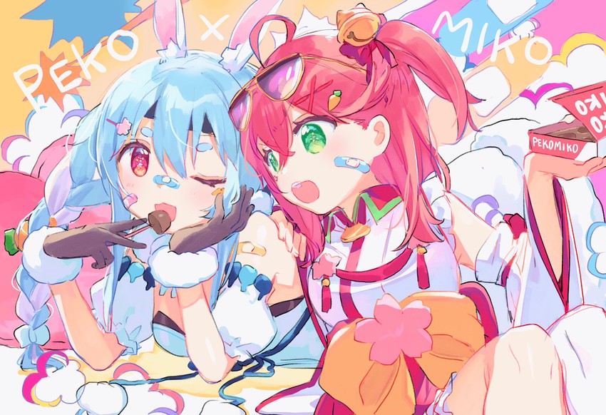 usada pekora and sakura miko (hololive) drawn by zuho_(vega)