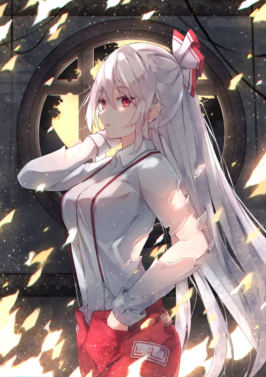 fujiwara no mokou (touhou) drawn by chiroru_(cheese-roll)