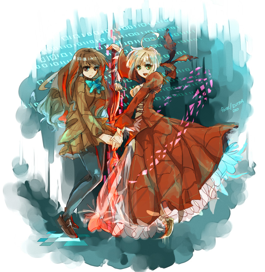 nero claudius and kishinami hakuno (fate and 1 more) drawn by atama_no_ue_ni_hoshi