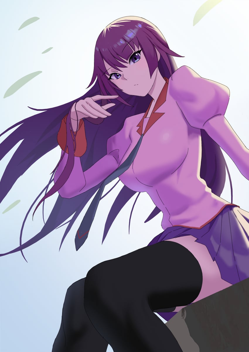 senjougahara hitagi (monogatari and 1 more) drawn by enun