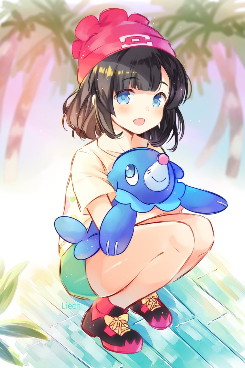 selene and popplio (pokemon and 1 more) drawn by liechi