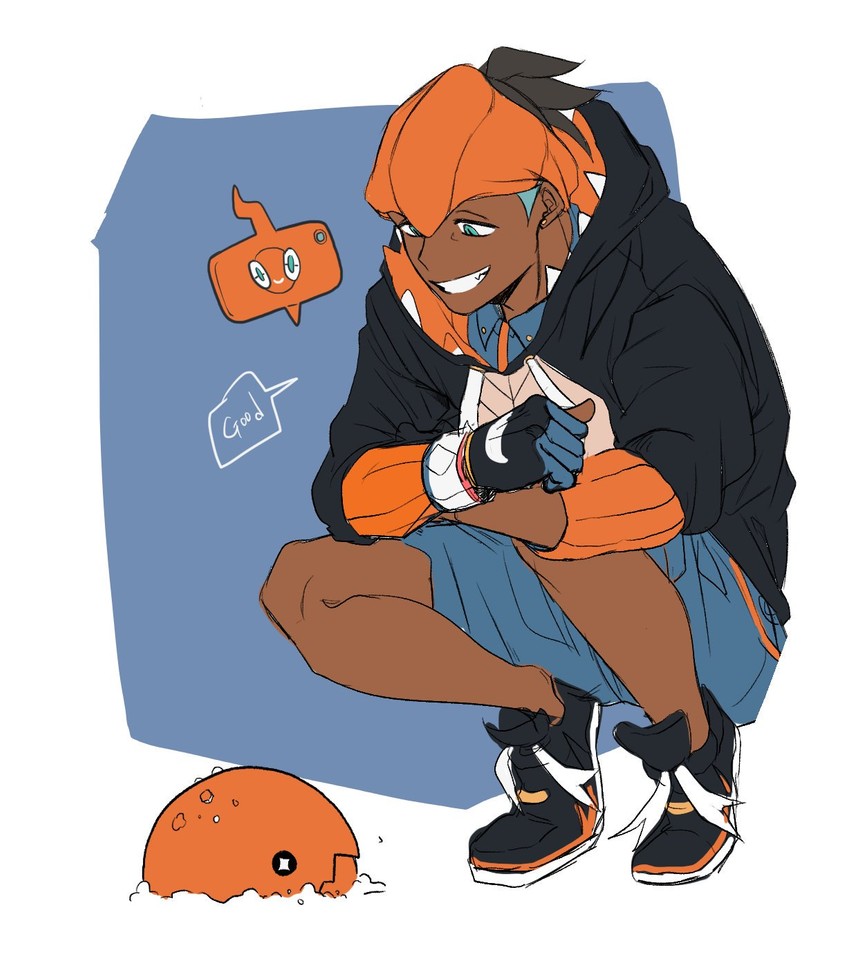 rotom, raihan, rotom phone, and trapinch (pokemon and 1 more) drawn by koreancake0305