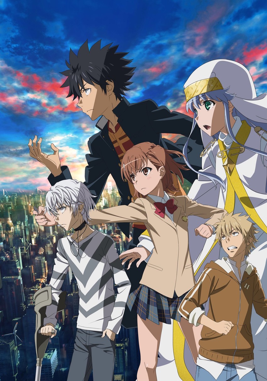misaka mikoto, kamijou touma, accelerator, index, and hamazura shiage (toaru majutsu no index and 1 more)