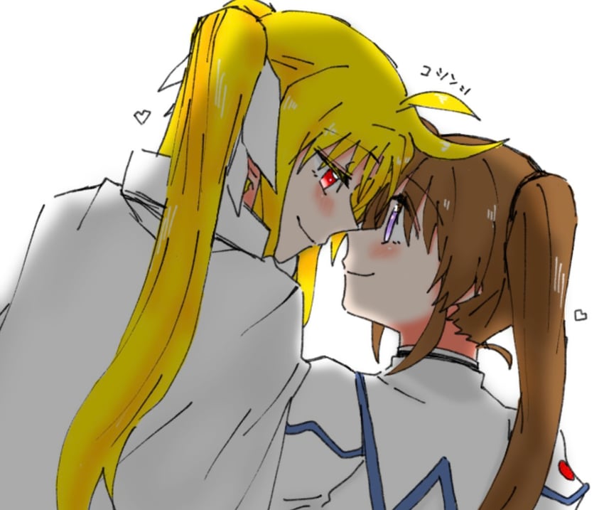 fate testarossa and takamachi nanoha (lyrical nanoha and 1 more) drawn by mii-kun_(mi_kun1116)