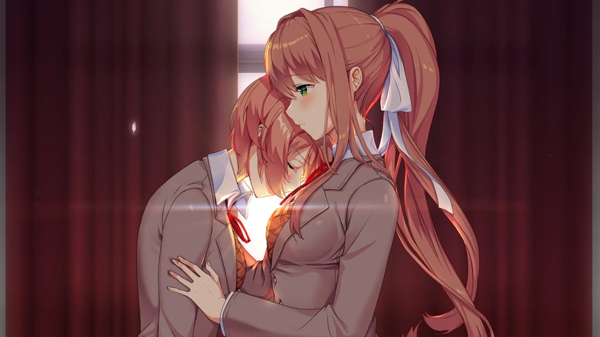 monika and sayori (doki doki literature club) drawn by lucidsky