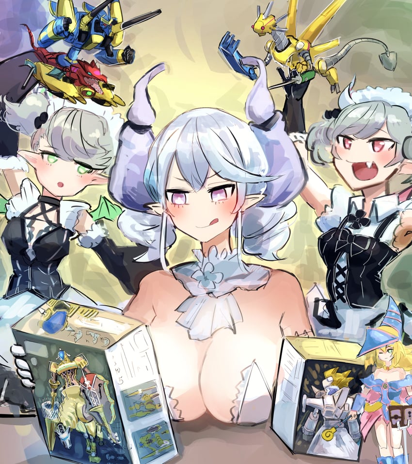 dark magician girl, lovely labrynth of the silver castle, arianna the labrynth servant, arianne the labrynth servant, power tool dragon, and 3 more (yu-gi-oh!) drawn by hatano_kiyoshi