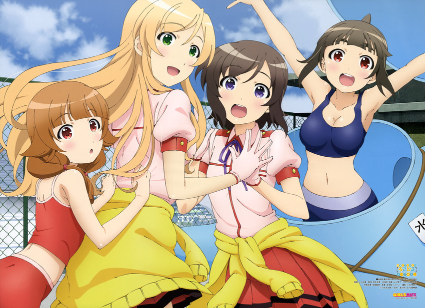 usami nanako, kohinata yukari, mikoze yui, and nazukari mirai (futsuu no joshikousei ga locodol yattemita and 1 more) drawn by tsujikami_ayaka