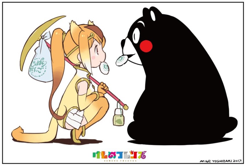 golden snub-nosed monkey and kumamon (kemono friends and 1 more) drawn by yoshizaki_mine