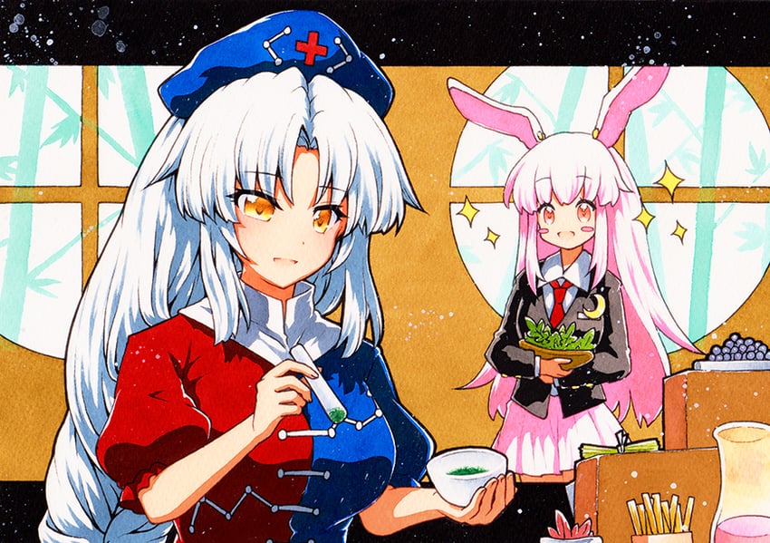 reisen udongein inaba and yagokoro eirin (touhou) drawn by rinka_(qqqrinkappp)