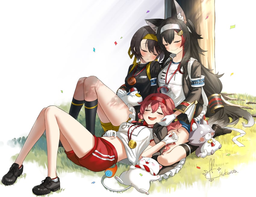 sakura miko, ookami mio, oozora subaru, 35p, subaru duck, and 1 more (hololive) drawn by kito_koruta and koruta_(nekoimo)