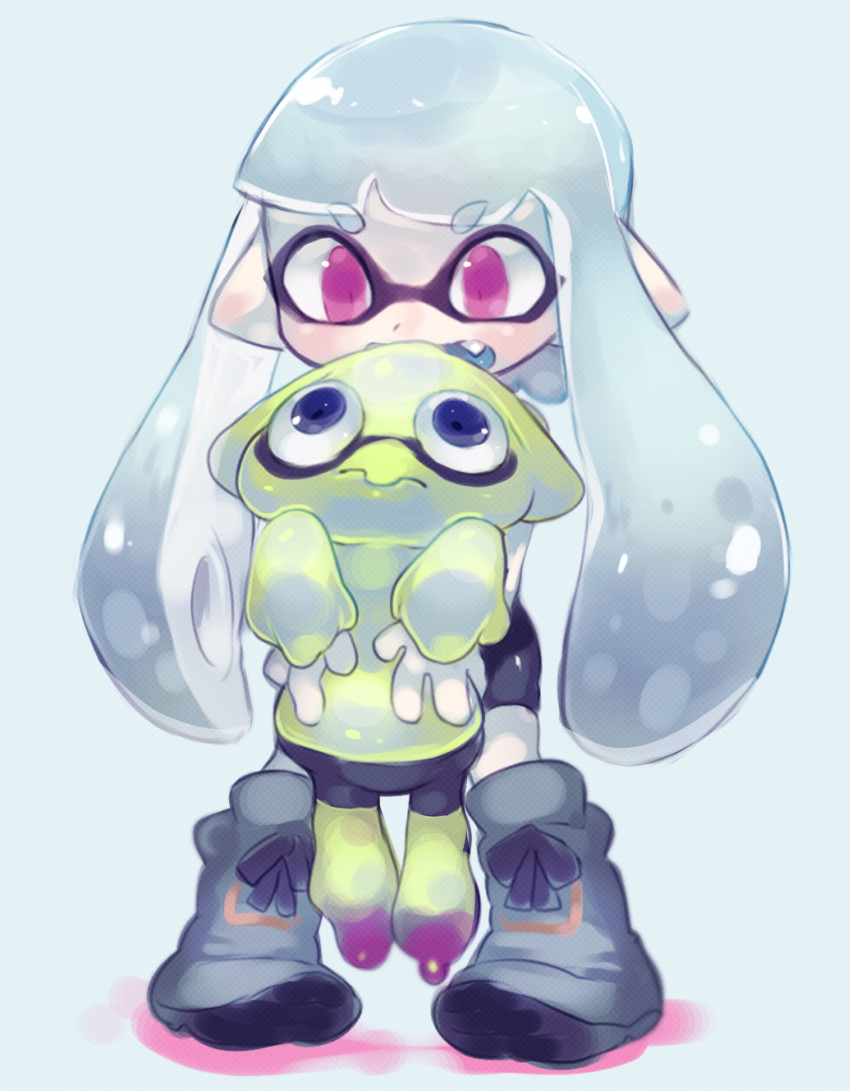 inkling player character and inkling girl (splatoon and 1 more) drawn by okayu_(headless)