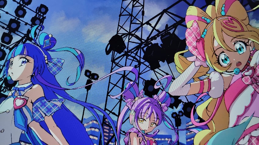 sakura uta, cure idol, shigure kokoro, aokaze nana, cure wink, and 1 more (precure and 1 more) drawn by kagekaku