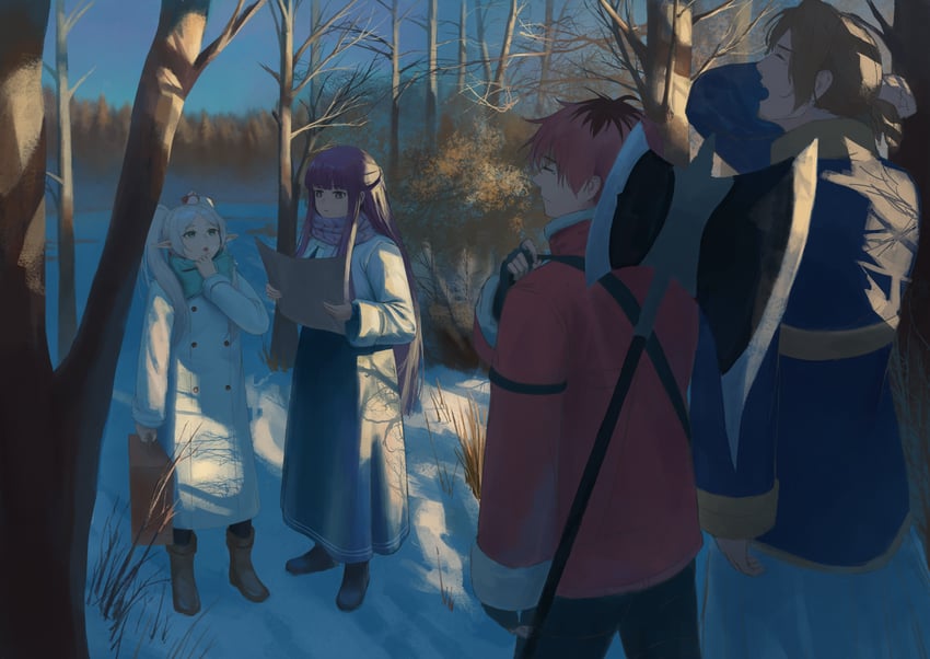 frieren, fern, stark, and sein (sousou no frieren) drawn by twckb