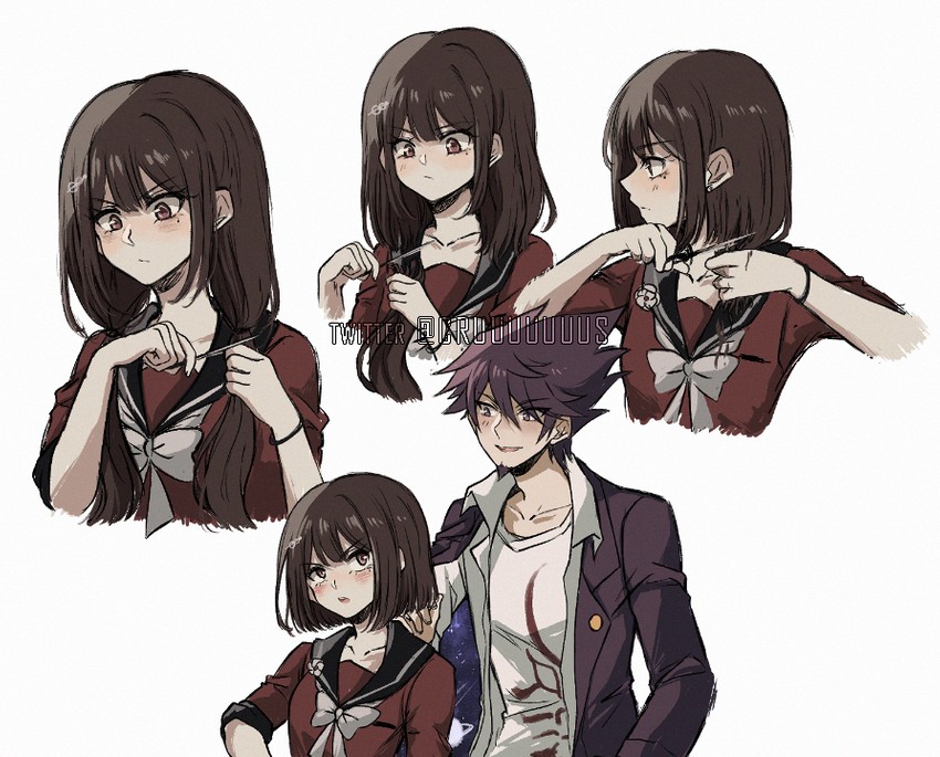 harukawa maki and momota kaito (danganronpa and 1 more) drawn by criis-chan