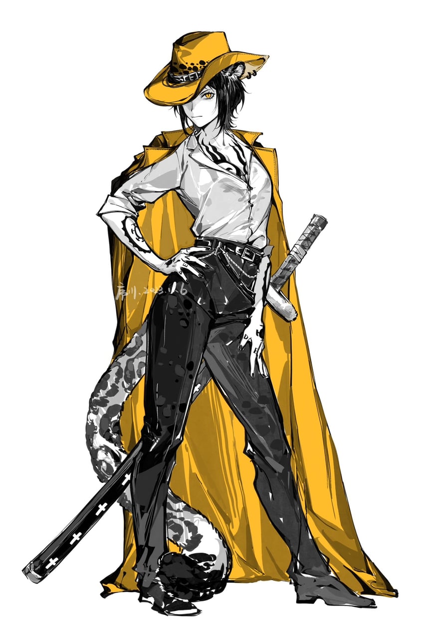 trafalgar law and law-chan (one piece) drawn by xuchuan