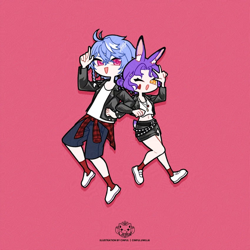 octavio and maddie (indie virtual youtuber and 2 more) drawn by cinful