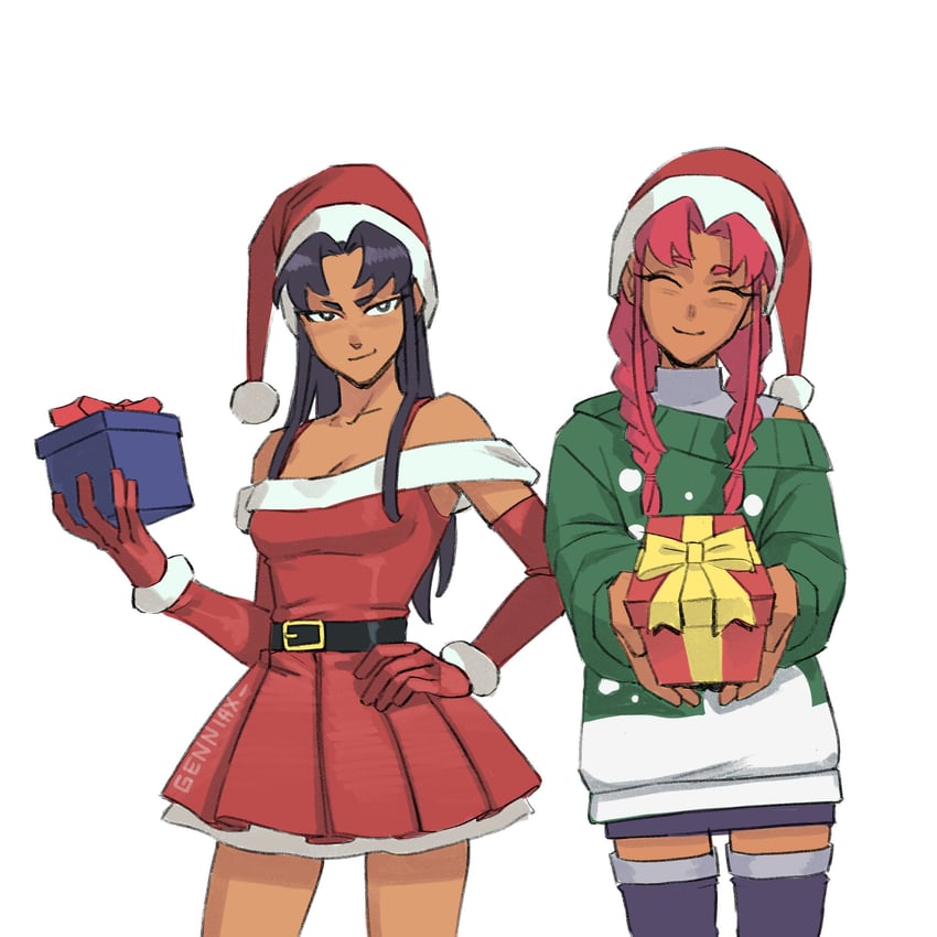 starfire and blackfire (dc comics and 1 more) drawn by genniax