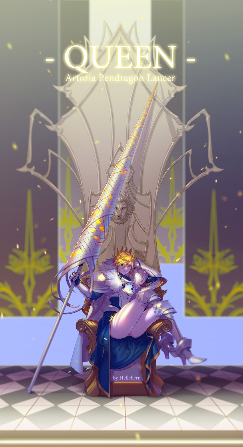 artoria pendragon and lion king (fate and 1 more) drawn by hellcherr
