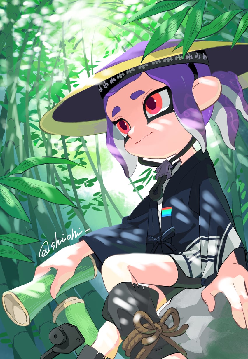 octoling player character and octoling girl (splatoon) drawn by shiohi