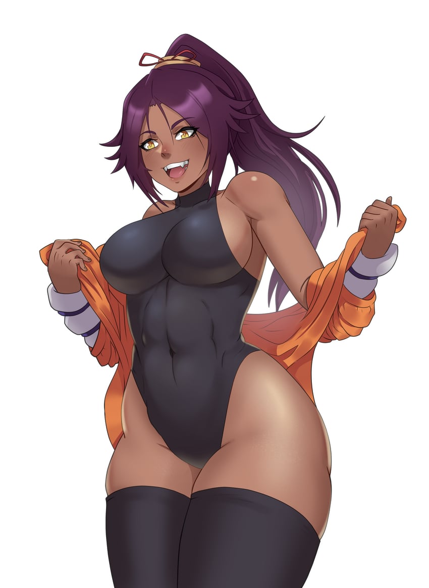 shihouin yoruichi (bleach and 1 more) drawn by juniidesu
