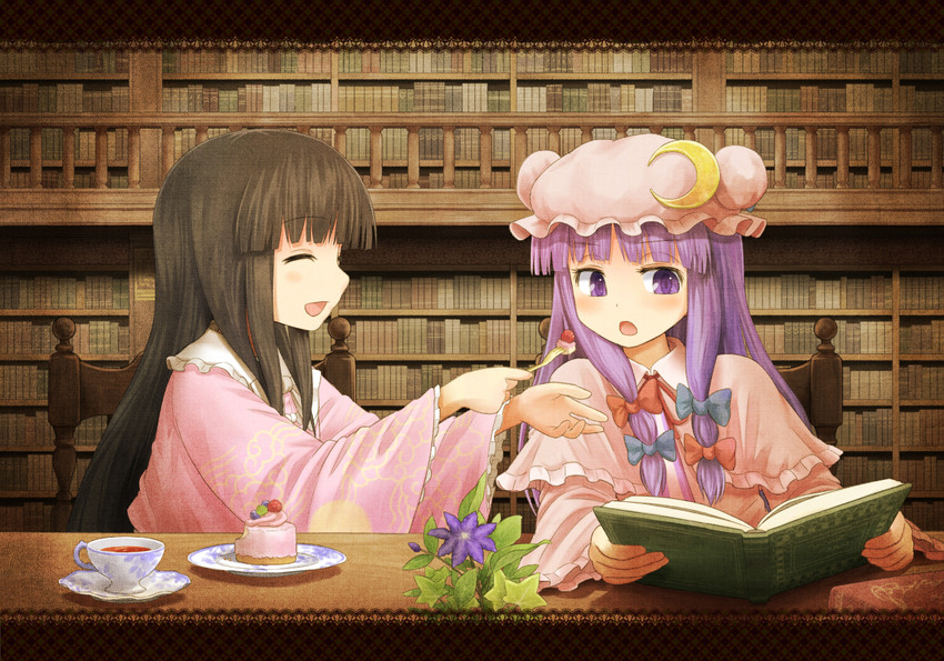 patchouli knowledge and houraisan kaguya (touhou) drawn by morioka_itari