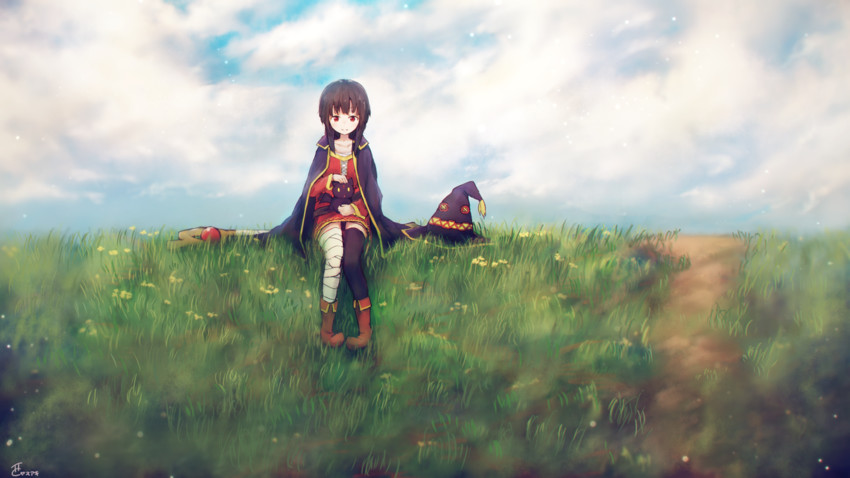 megumin and chomusuke (kono subarashii sekai ni shukufuku wo!) drawn by nishi_yasuaki