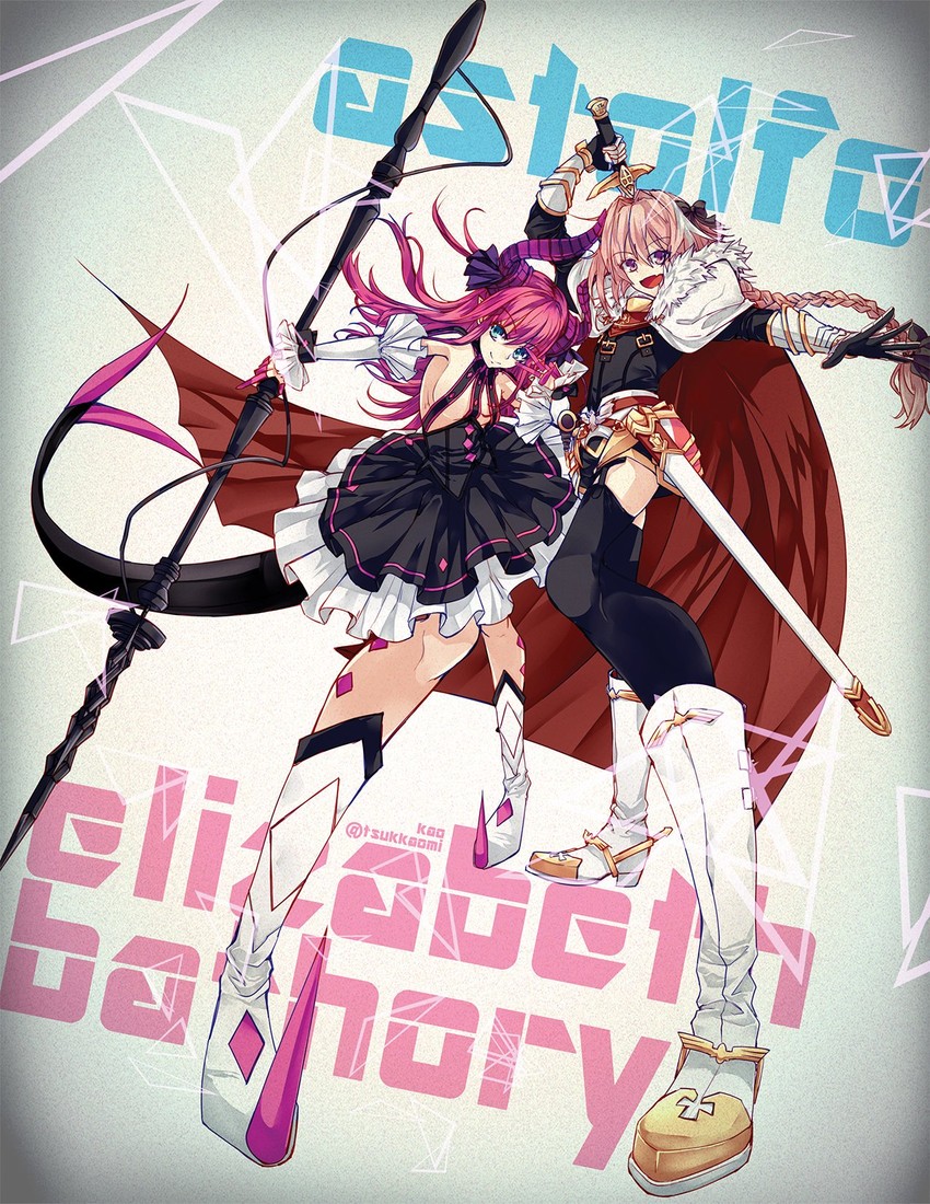 astolfo, elizabeth bathory, and ookubo rumi (fate and 4 more) drawn by tsukkaomi