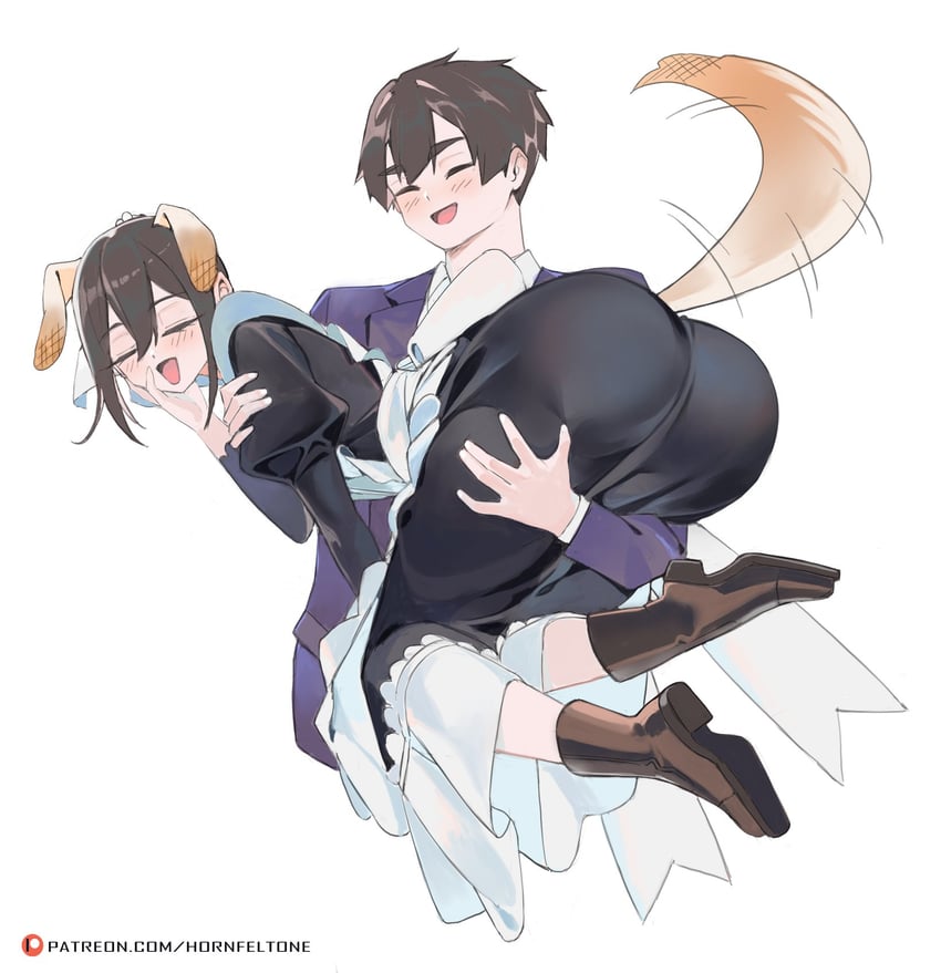 aijou rentarou and meido mei (kimi no koto ga dai dai dai dai daisuki na 100-nin no kanojo) drawn by hornfelstone