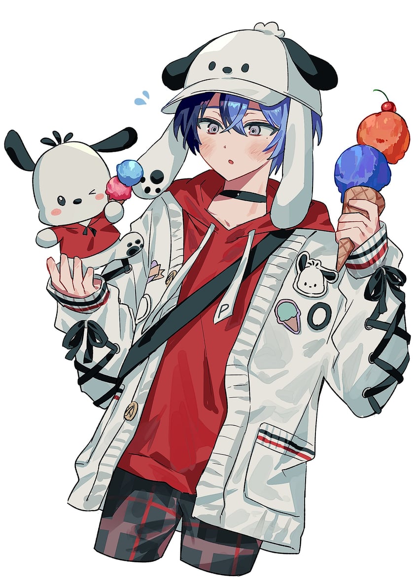 aoyagi touya and pochacco (project sekai and 1 more) drawn by 5rd8x