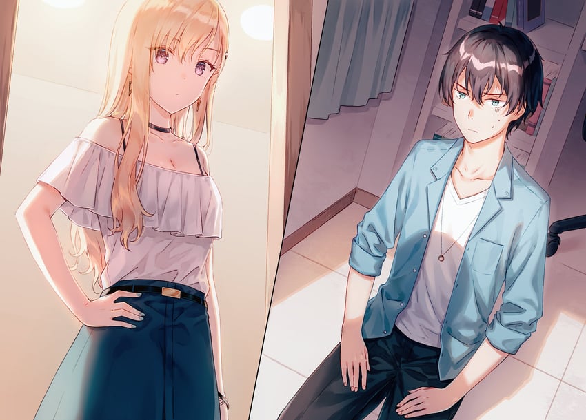 ayase saki and asamura yuuta (gimai seikatsu) drawn by hiten_(hitenkei)