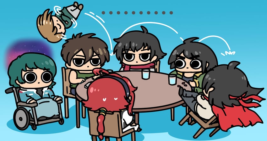 kamille bidan, setsuna f. seiei, heero yuy, mikazuki augus, domon kasshu, and 1 more (gundam and 6 more) drawn by afei_(sfma3248)
