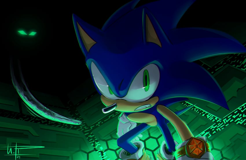 sonic the hedgehog and artificial chaos (sonic and 1 more) drawn by ira_theartist