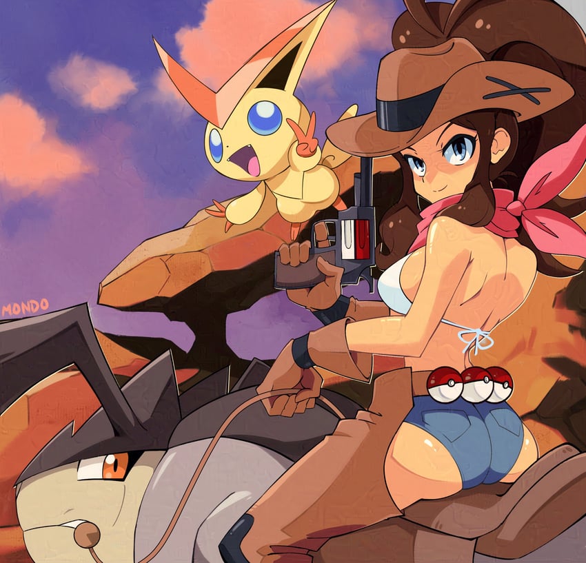 hilda, victini, and terrakion (pokemon and 1 more) drawn by supermondobeat