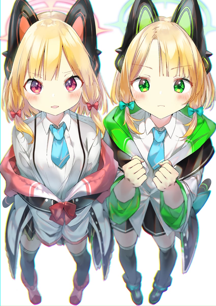 momoi and midori (blue archive) drawn by kikurage_tom.