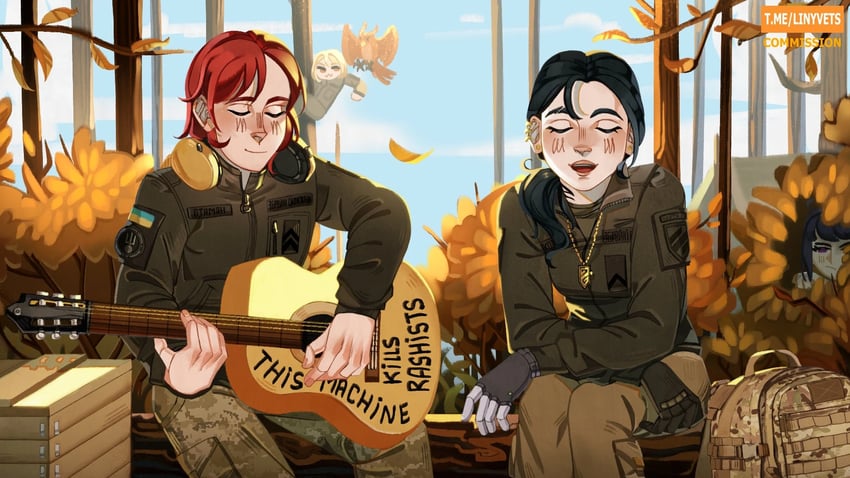 marichka, eva, kenneth del duca, and hanna kovalchuk (original) drawn by linyvets_chan