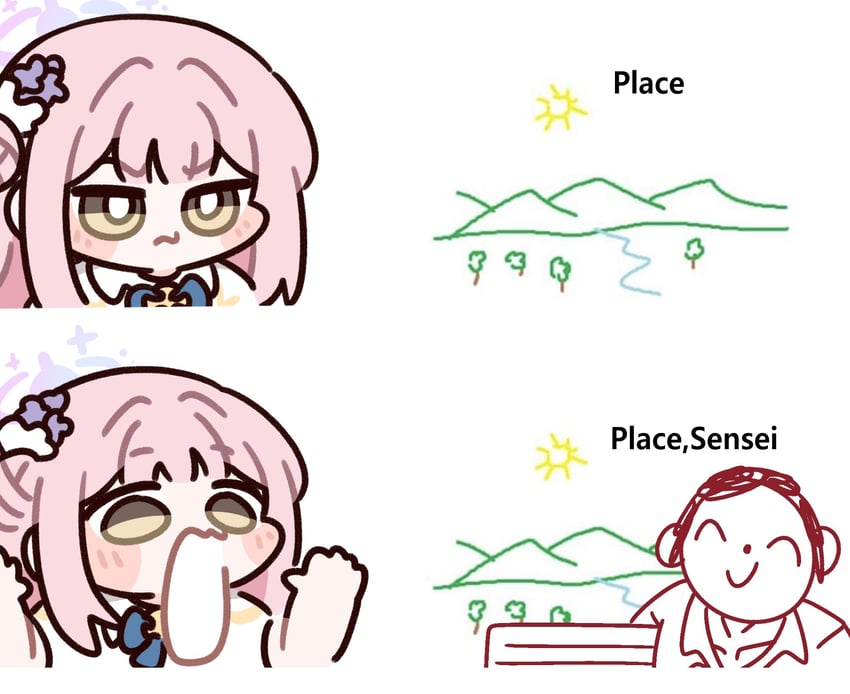 sensei, doodle sensei, and mika (blue archive) drawn by hanasii