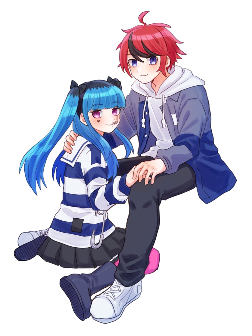 sumino takumi and amemiya darumi (the hundred line -last defense academy-) drawn by momo_(momo_2muco)
