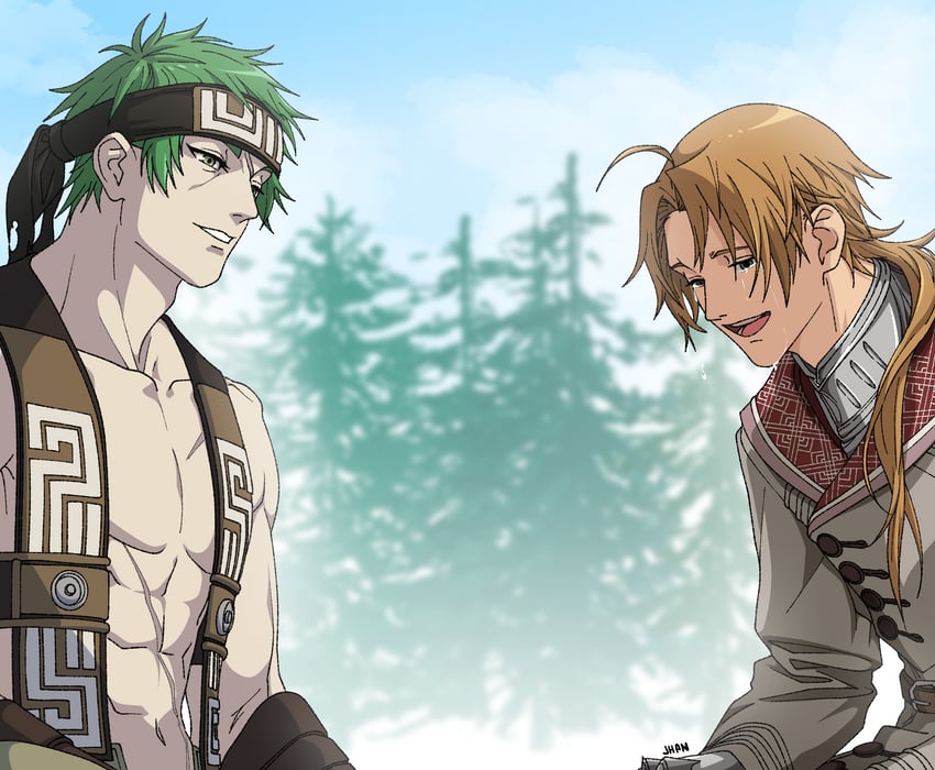 rudeus greyrat and ruijerd superdia (mushoku tensei) drawn by jhan