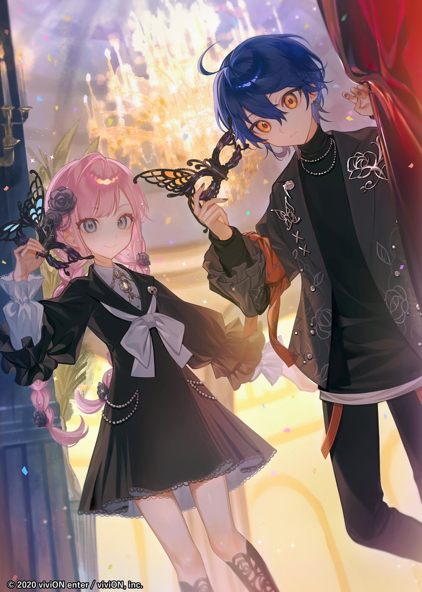 tenma rikka and tokito ichiya (clock over orquesta) drawn by sayu_(snowman_and_mayu)