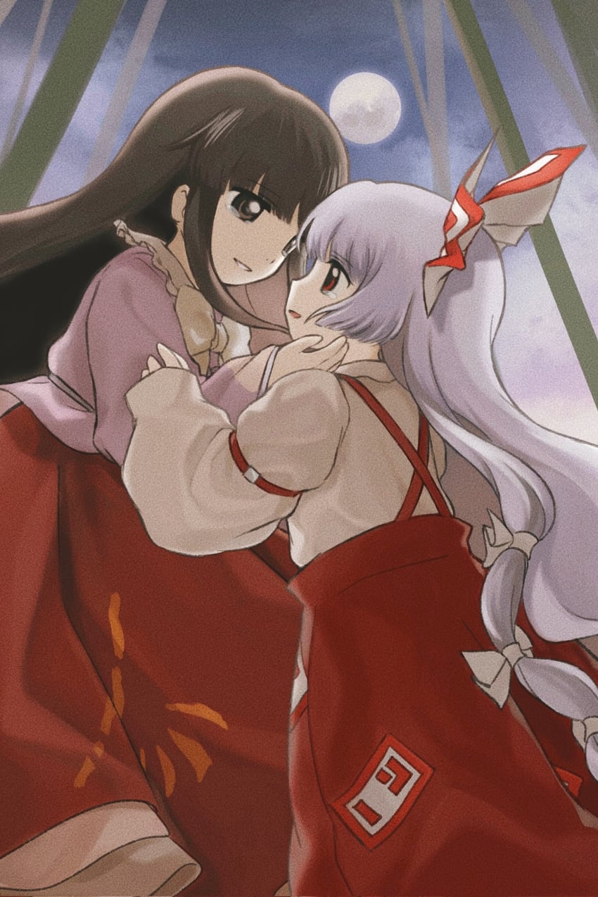 fujiwara no mokou and houraisan kaguya (touhou) drawn by sakumo_(okura_oishiiii)